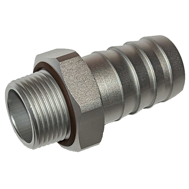 3/4" NPT to 1" Barb Fitting Adapter 6061 Aluminum Clear Anodized