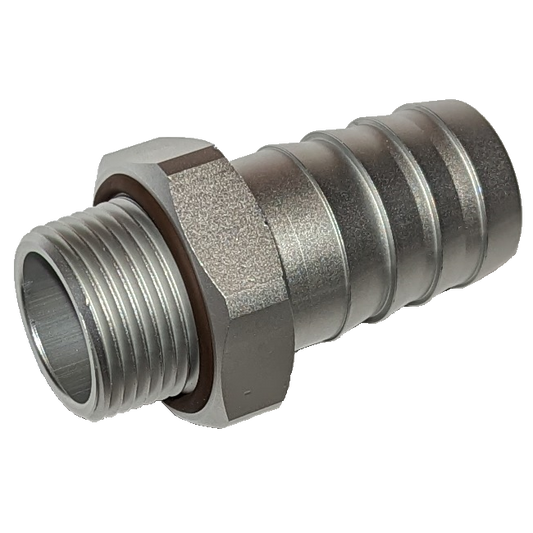 3/4" NPT to 1" Barb Fitting Adapter 6061 Aluminum Clear Anodized